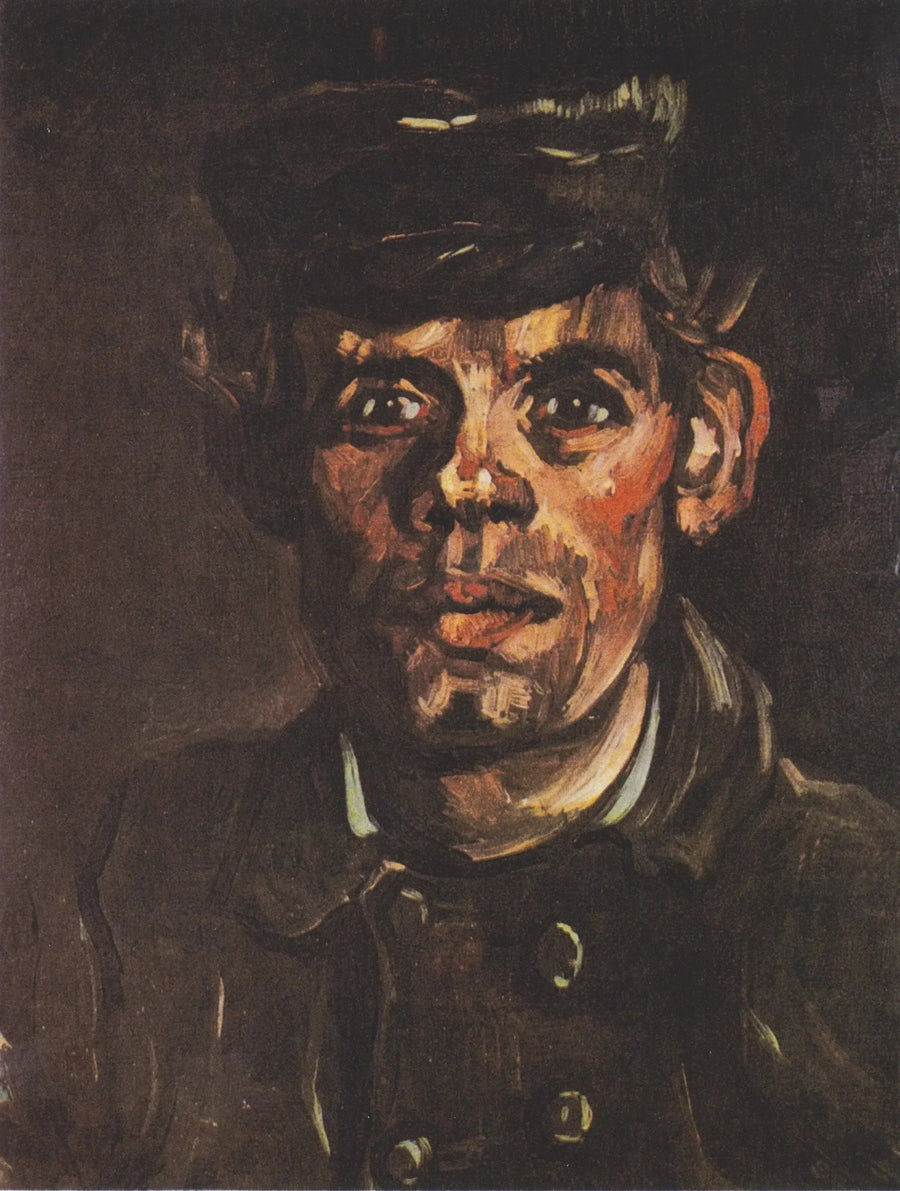 Głowa młodego chłopa w czapce z daszkiem - Vincent van Gogh