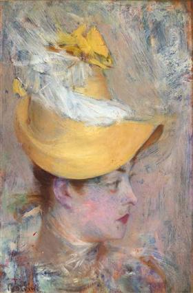 Głowa kobiety z żółtymi rękawami - Giovanni Boldini