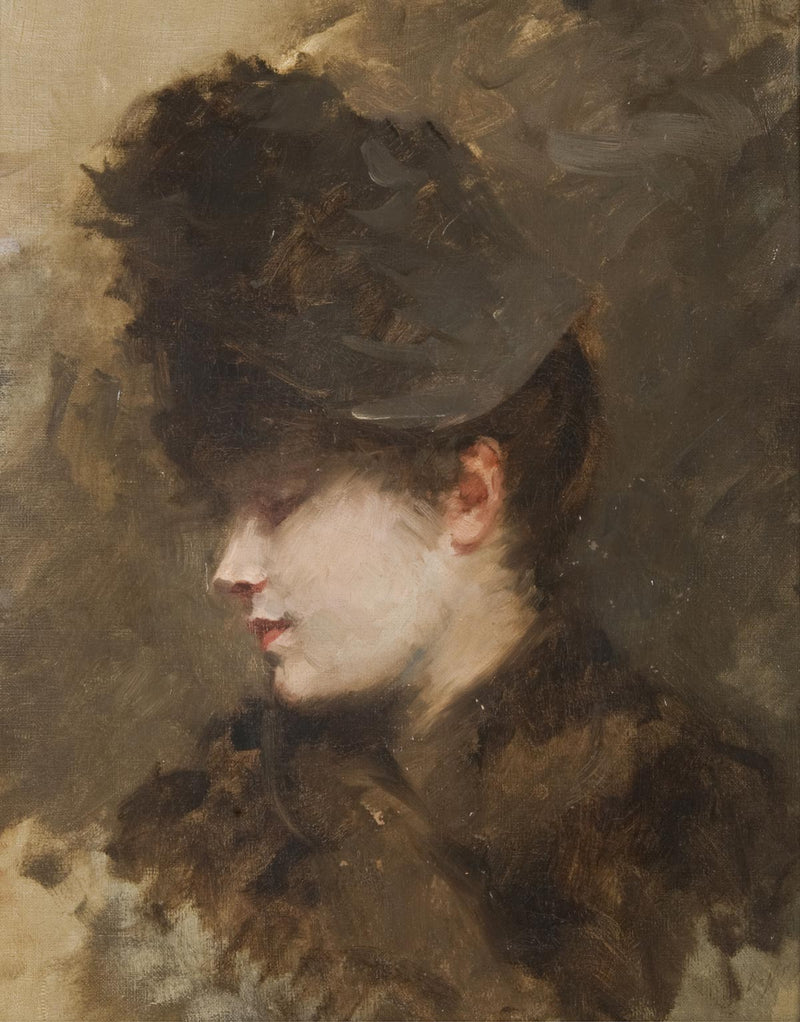 Głowa kobiety w kapeluszu, z profilu - Giuseppe De Nittis