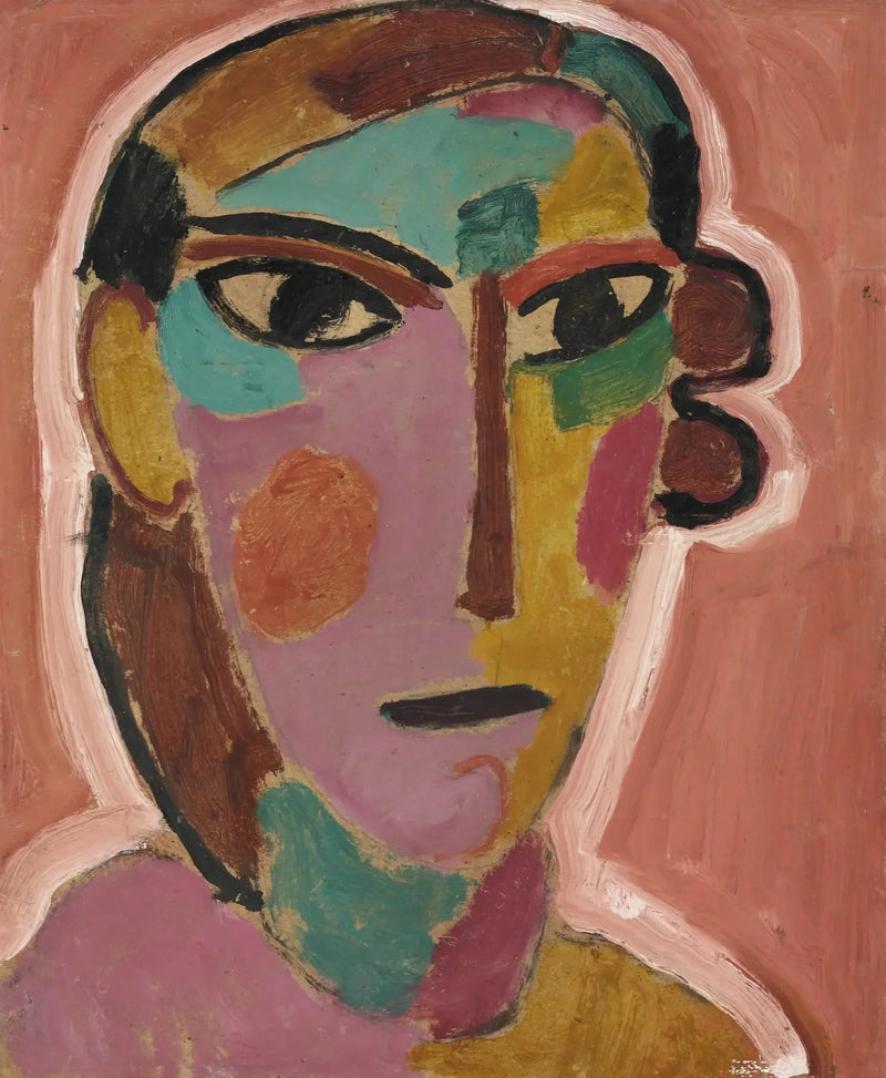 Mistyczna głowa kobiety na czerwonym tle - Aleksiej von Jawlensky