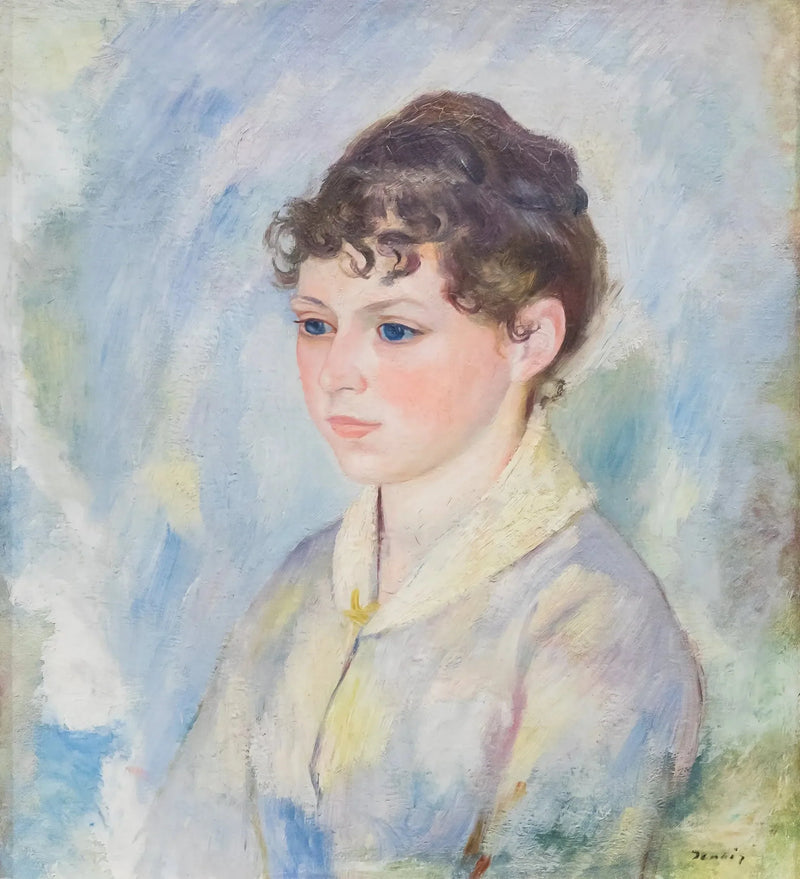 Głowa młodej dziewczyny na jasnoniebieskim tle - Pierre-Auguste Renoir