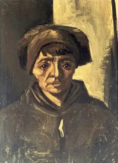 Głowa chłopki w czarnej czapce - Vincent van Gogh