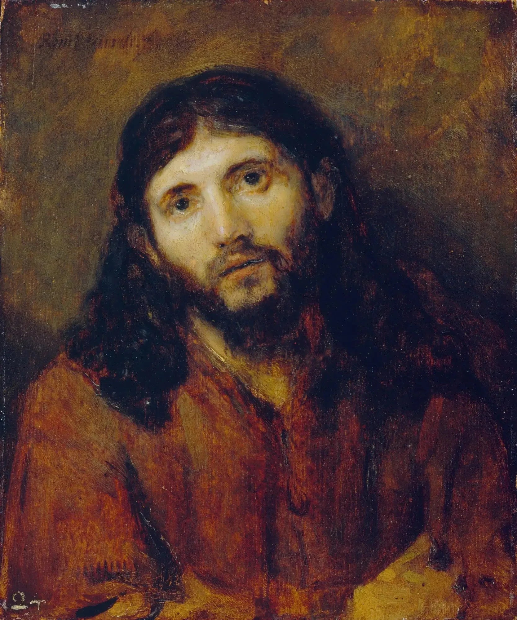 Tête du Christ (d'après « Le Dîner d'Emmaüs » au Louvre) - Rembrandt image 1 tableau peint à l’huile sur toile
