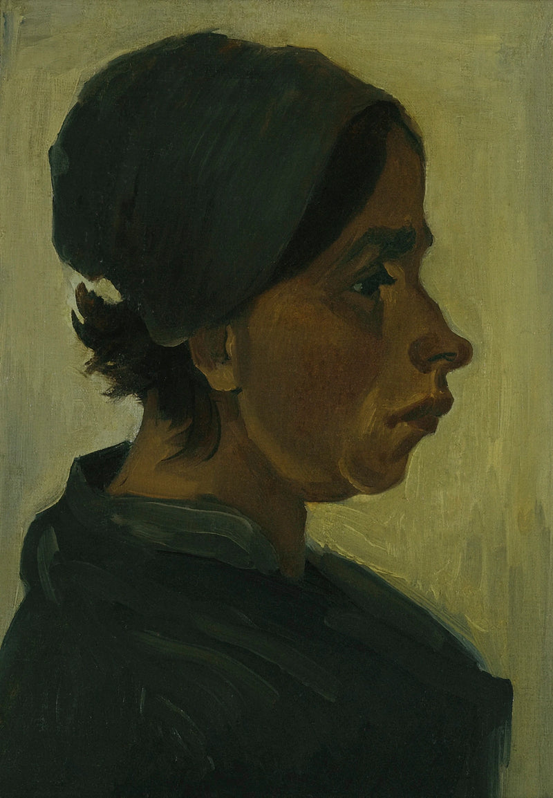 Głowa chłopki w czarnej czapce - Vincent van Gogh