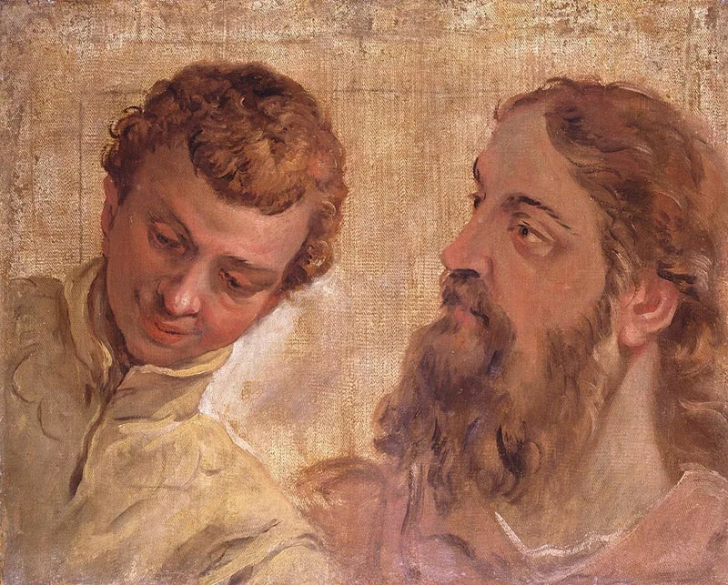 Głowy chłopca i brodatego mężczyzny (apostoła) - Sebastiano Ricci