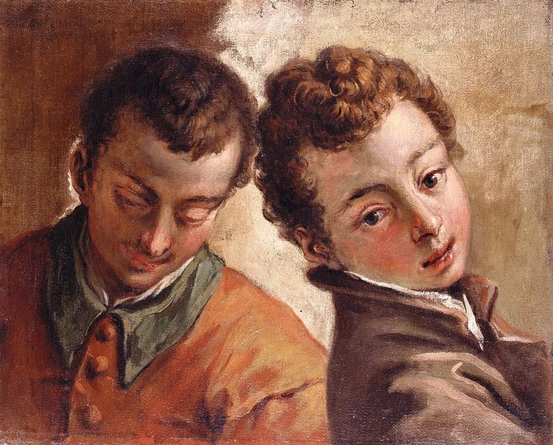 Połączone głowy młodego mężczyzny i chłopca - Sebastiano Ricci