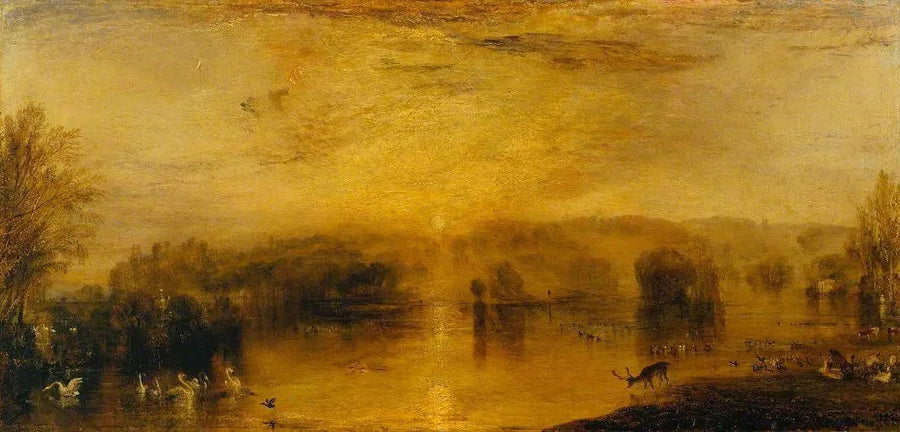 Jezioro, Petworth: Zachód słońca, jeleń pijący - J. M. W. Turner