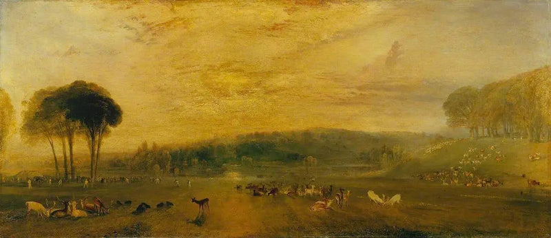 Jezioro, Petworth: Zachód słońca, Walczące jelenie - J. M. W. Turner