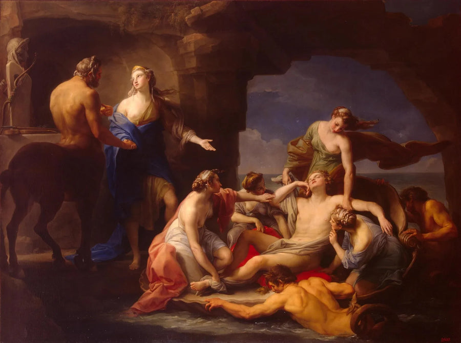 Thétis zabiera swojego śpiącego syna Achillesa od centaura Chirana - Pompeo Batoni