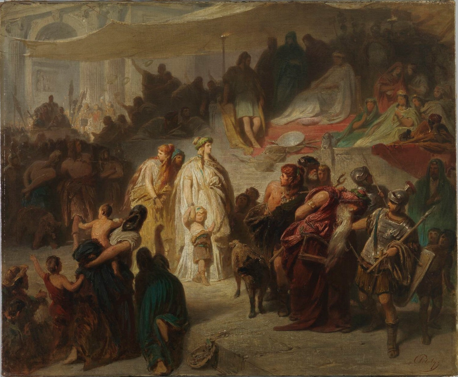 Thusnelda dans le cortège triomphal de Germanicus - Karl von Piloty image 1 reproduction artisanale de tableau