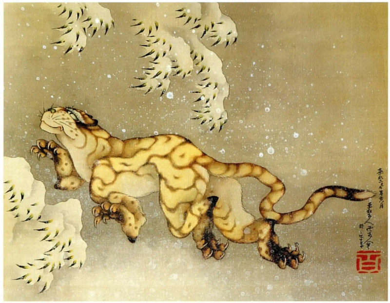 Tygrys w śniegu - Hokusai