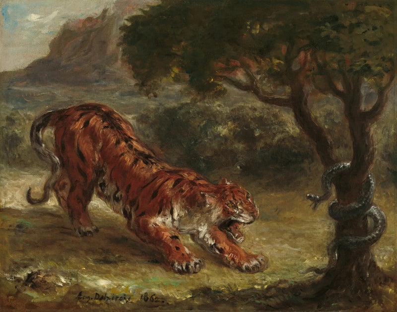Tygrys i wąż - Eugène Delacroix