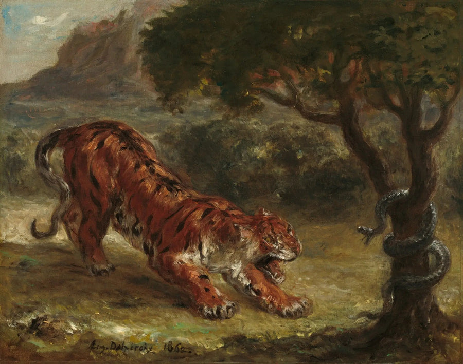Tygrys i wąż - Eugène Delacroix
