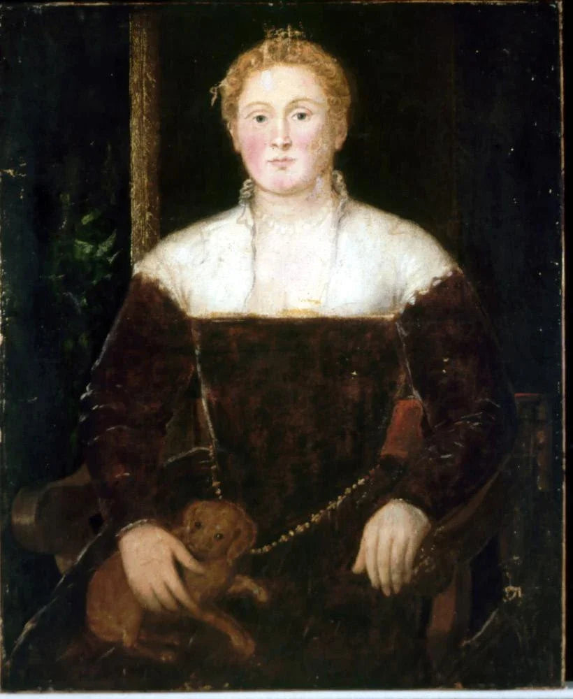 Young Woman with a Small Dog, possibly a Member of the Soranzo Family - Le Tintoret