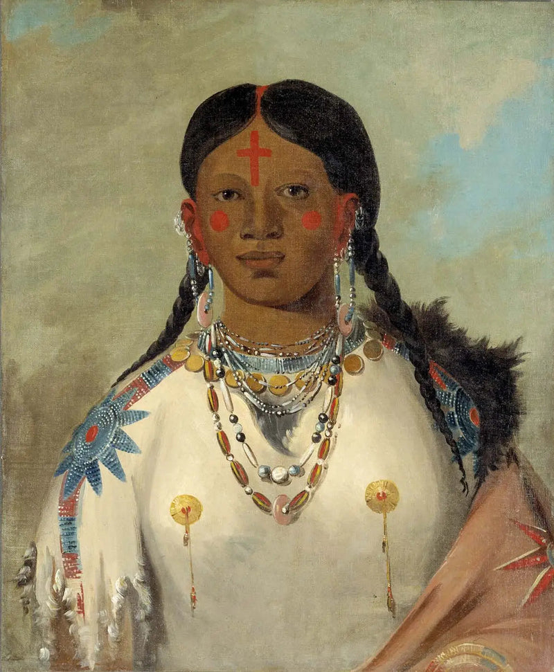 Tís-se-wóo-na-tís, ta, która kąpie się w kolanach, żona wodza - George Catlin
