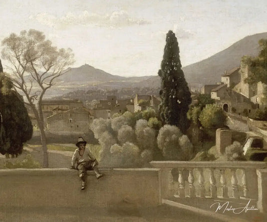 Tivoli, les jardins de la Villa d'Este, 1843 - Camille Corot - Reproductions de tableaux et peintures haut de gamme