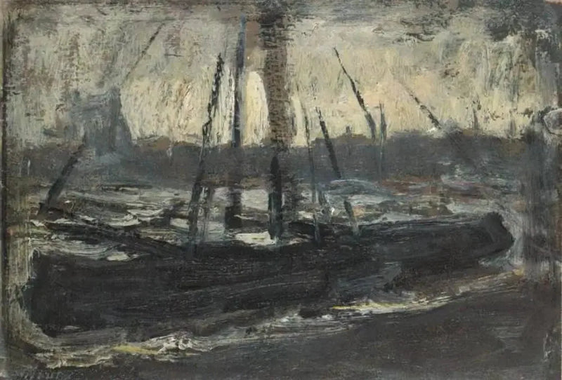 Tjalk zacumowany w fioletowym - Piet Mondrian