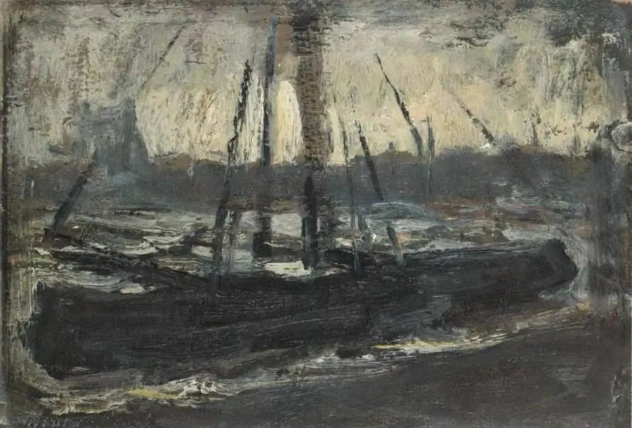 Tjalk zacumowany w fioletowym - Piet Mondrian