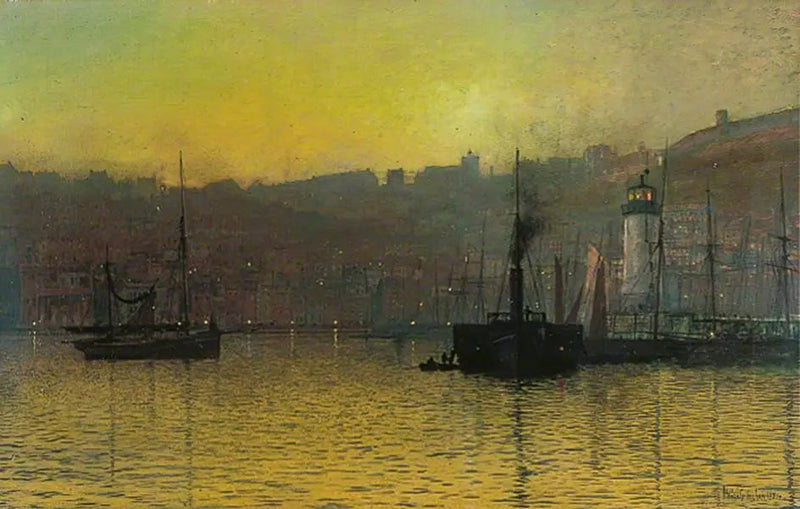 Zmierzch nad portem w Scarborough, Yorkshire Północny - John Atkinson Grimshaw