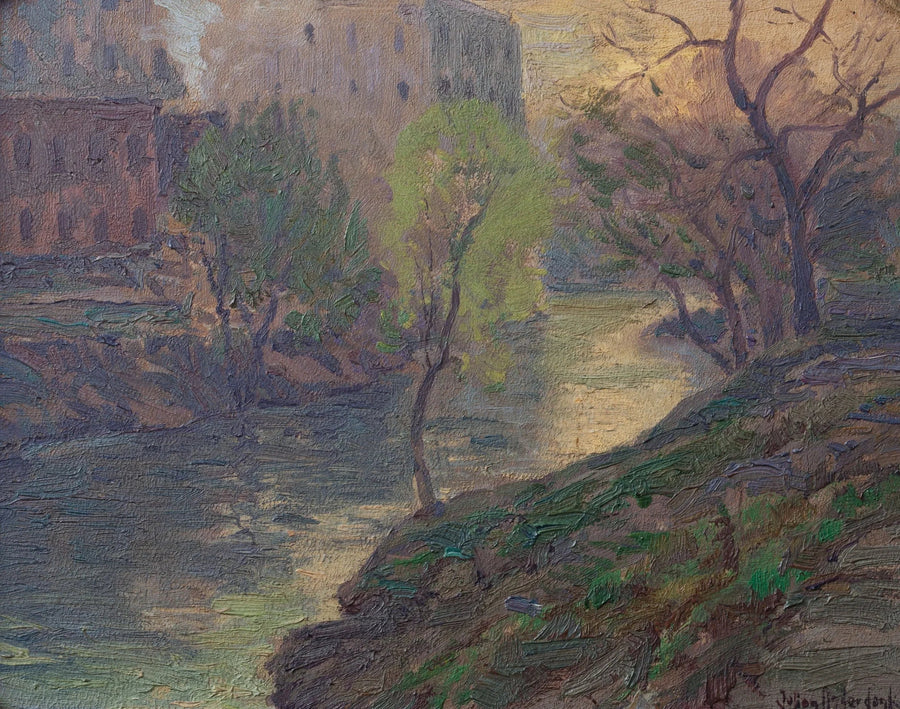 Wczesny poranek na rzece San Antonio w okolicy mostu młyna - Julian Onderdonk