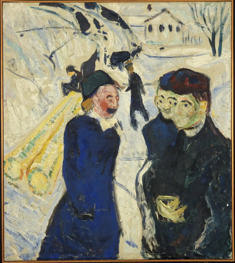 Transport pasażerów i drewna na ulicy w Kragerø - Edvard Munch