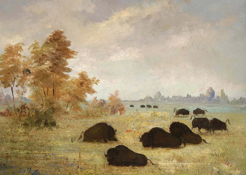 Pościg za bizonami, Arkansas - George Catlin