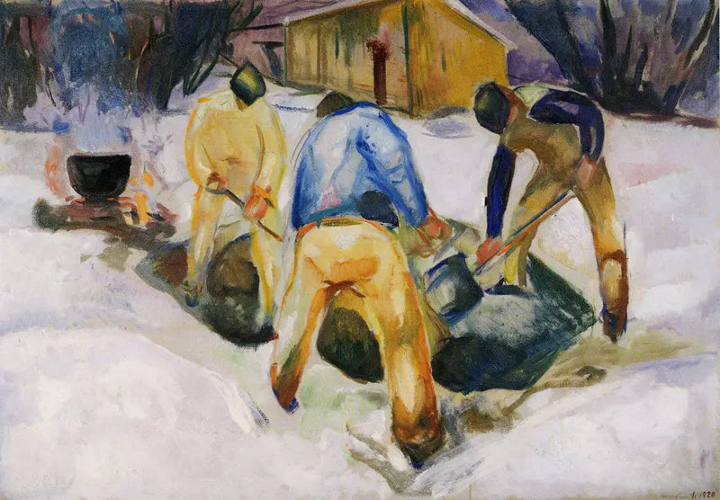 Robotnicy uliczni w śniegu - Edvard Munch