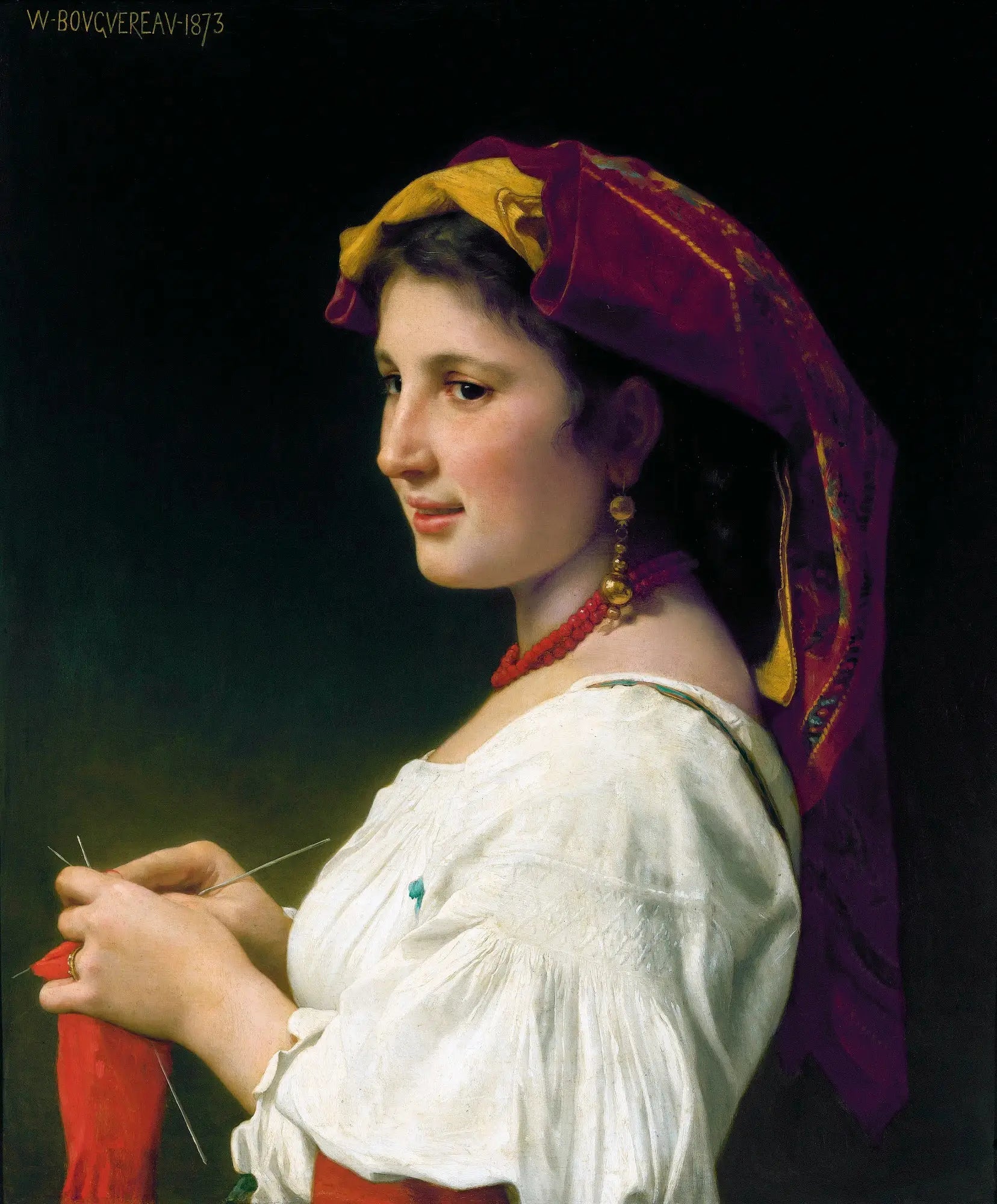 Tricoteuse - Bouguereau image 1 reproduction artisanale de tableau