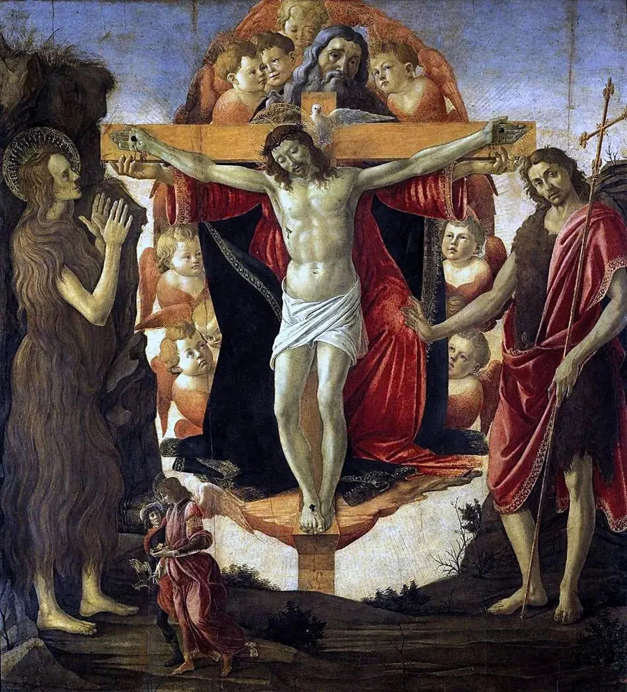 Trójca Święta z świętą Marią Magdaleną i świętym Janem Chrzcicielem, archaniołem Rafałem i Tobiaszem - Sandro Botticelli