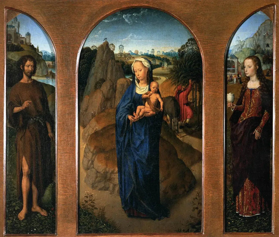 Tryptyk z odpoczynkiem podczas ucieczki do Egiptu - Hans Memling