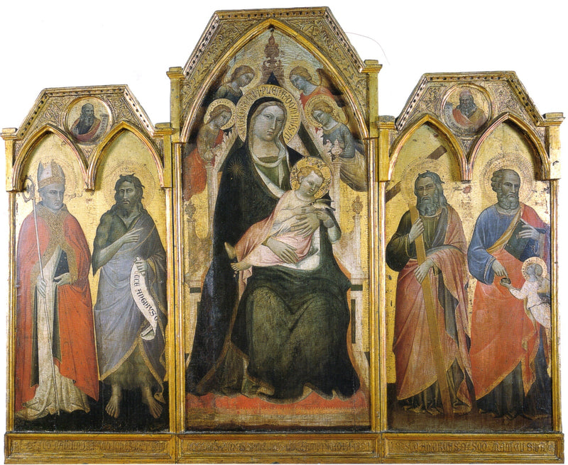 Tryptyk Matki Bożej z Dzieciątkiem w majestacie otoczony przez czterech świętych - Spinello Aretino