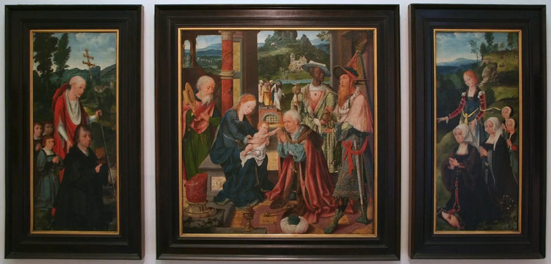 Tryptyk przedstawiający Pokłon Trzech Króli - Joos van Cleve