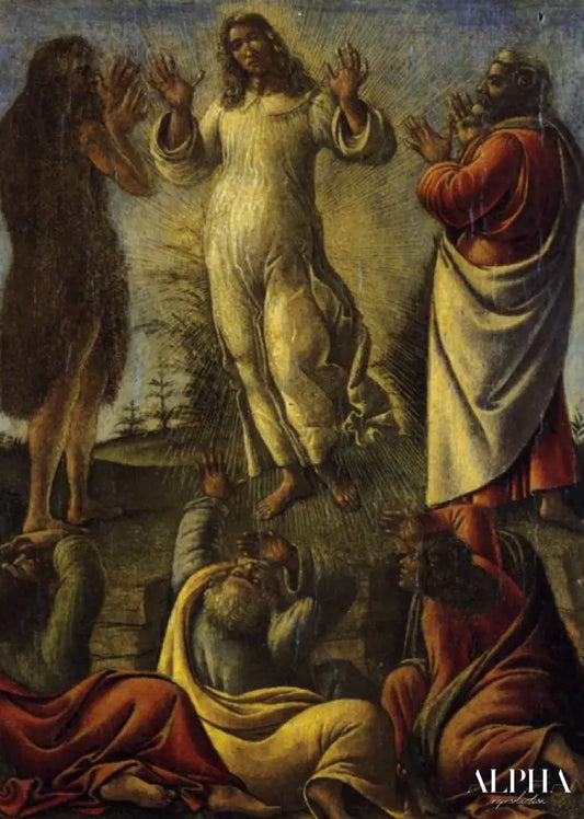 Triptyque représentant la Transfiguration, Jésus apparaissant à ses disciples avec les SS. Jérôme et Augustin - Sandro Botticelli - Reproductions de tableaux et peintures haut de gamme