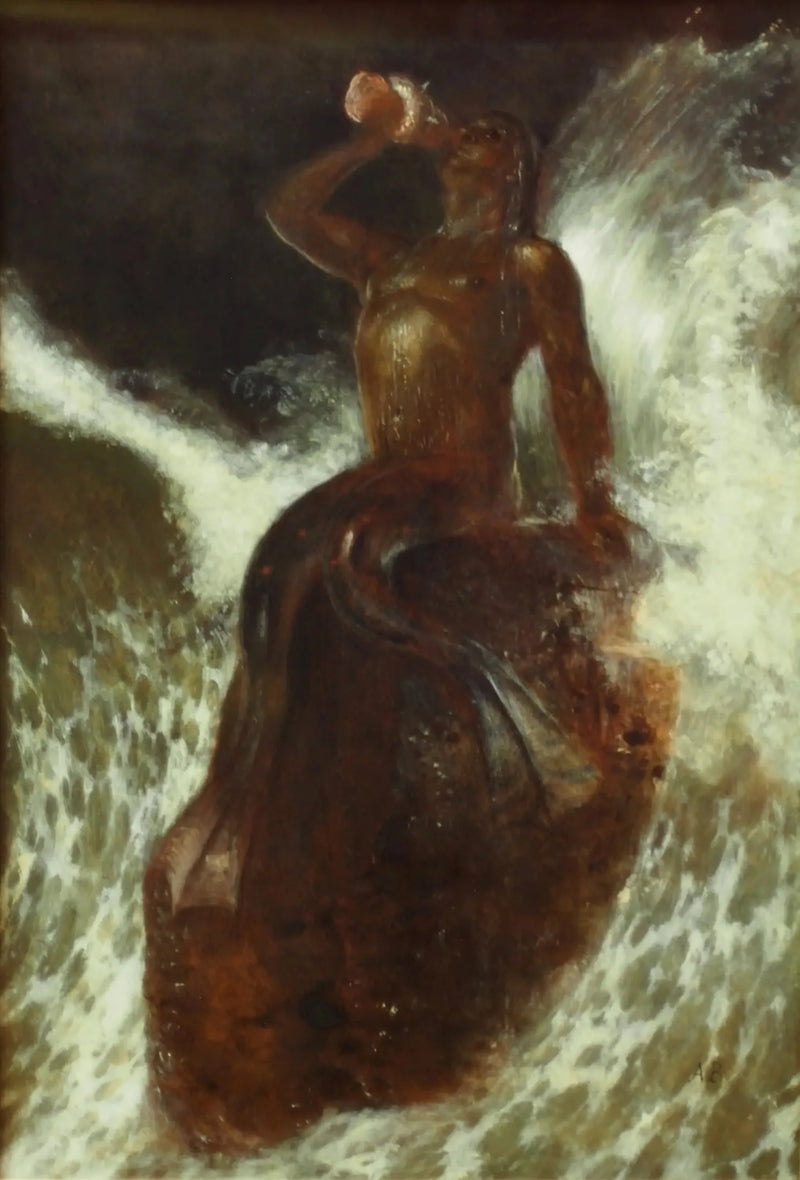 Triton dmący przez muszlę w falach - Arnold Böcklin