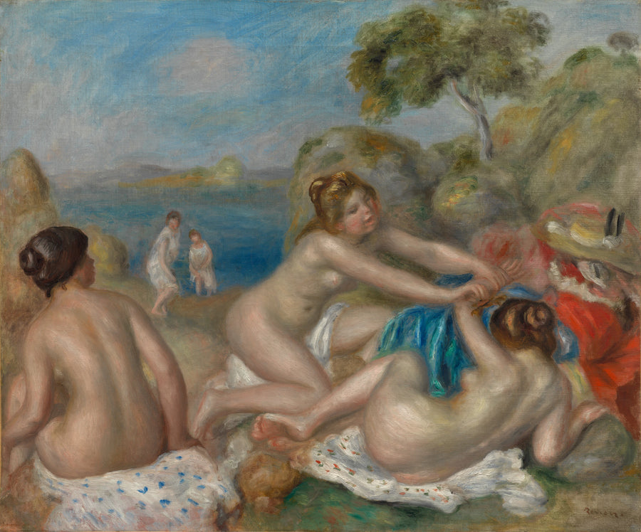 Trzy kąpiące się z krabem - Pierre-Auguste Renoir