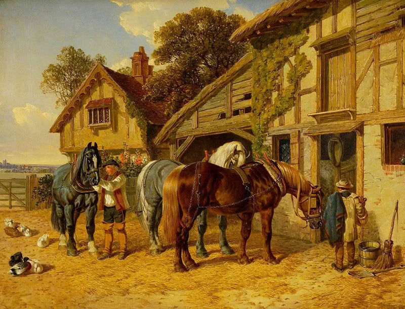 Trzy konie i kaczki w stajni - John Frederick Herring, Sr.