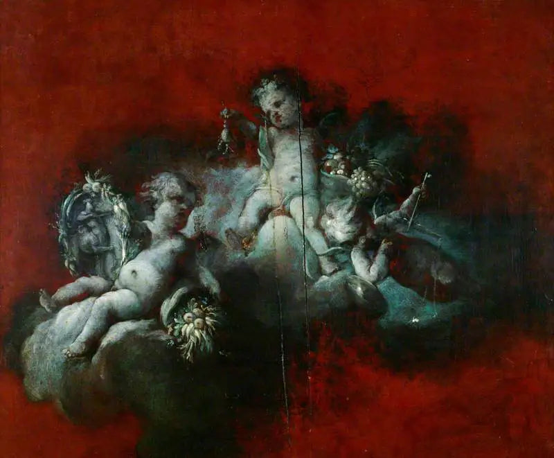 Trzej Kupidyni z znakami zodiaku: Skorpion, Strzelec, Waga - François Boucher