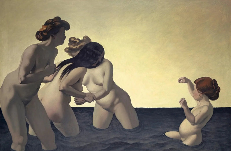 Trzy kobiety i mała dziewczynka bawiące się w wodzie - Félix Vallotton