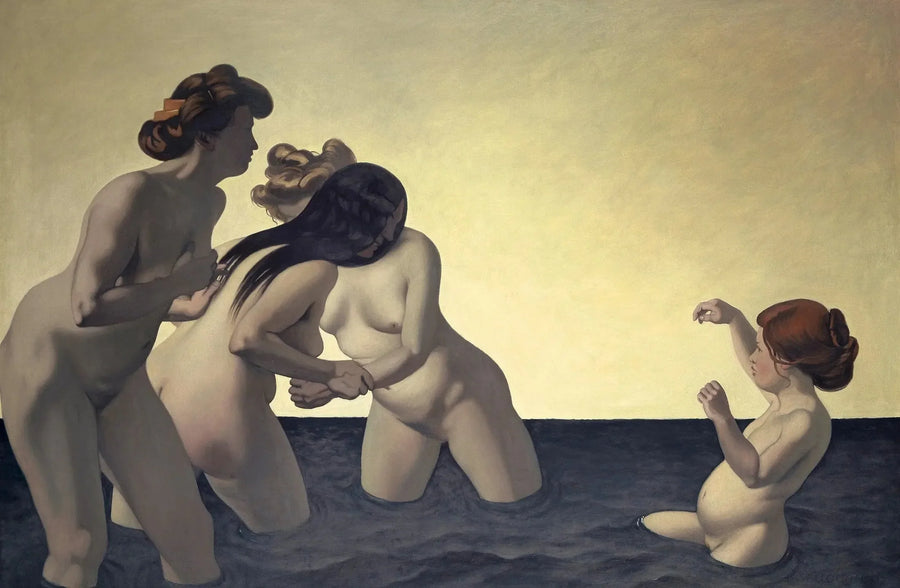 Trzy kobiety i mała dziewczynka bawiące się w wodzie - Félix Vallotton