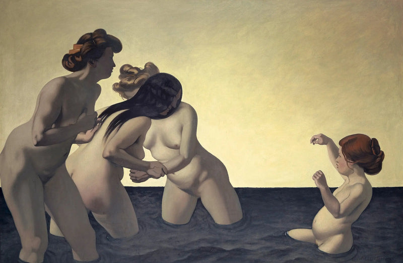Trzy kobiety i mała dziewczynka bawiące się w wodzie - Félix Vallotton