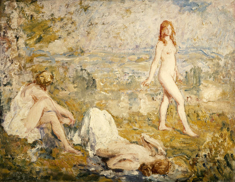 Trois filles se baignent à Thame - Philip Wilson Steer image 1 copie de tableau peinte à la main