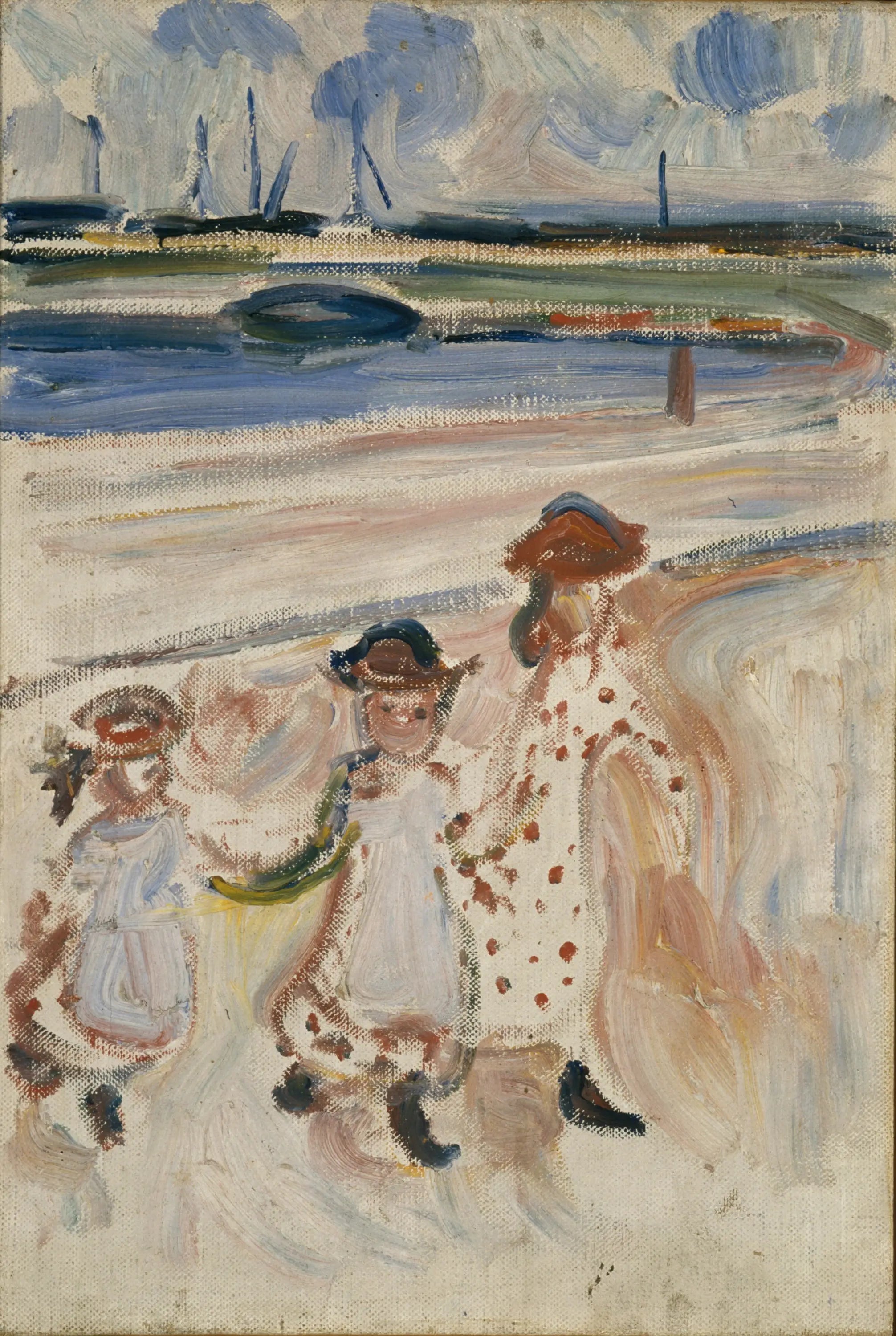 Trois Petites Filles sur la plage - Edvard Munch image 1 tableau peint à l’huile sur toile