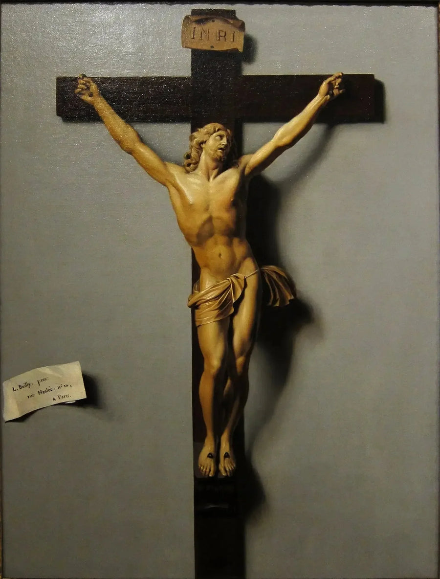 Iluzjonistyczny obraz z krucyfiksem z kości słoniowej i drewna - Louis-Léopold Boilly