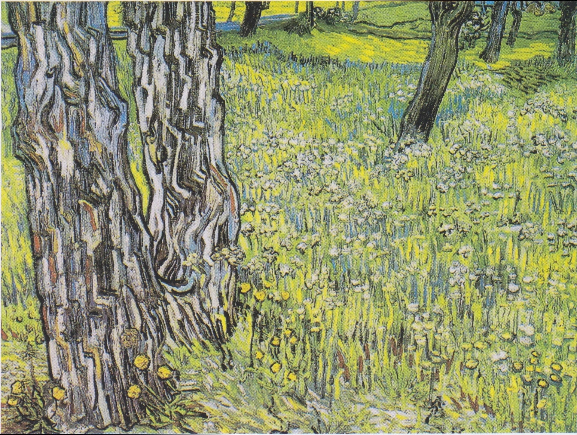 Troncs d’arbres dans l’herbe, peinture de Vincent van Gogh au Kröller-Müller Museum