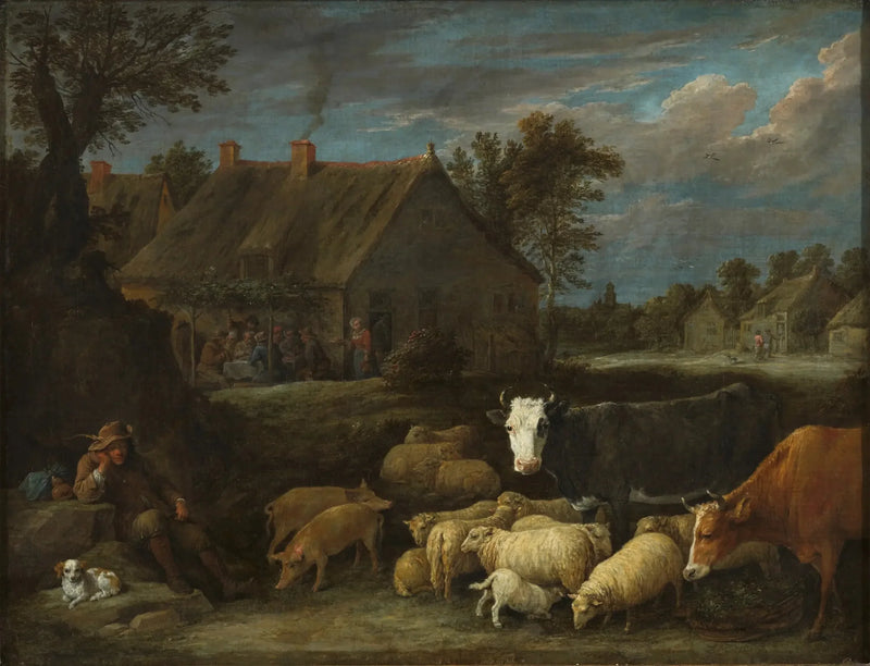 Stado w wiosce - David Teniers Młodszy