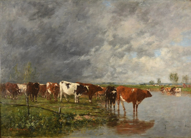 Stado pijące - Eugène Boudin