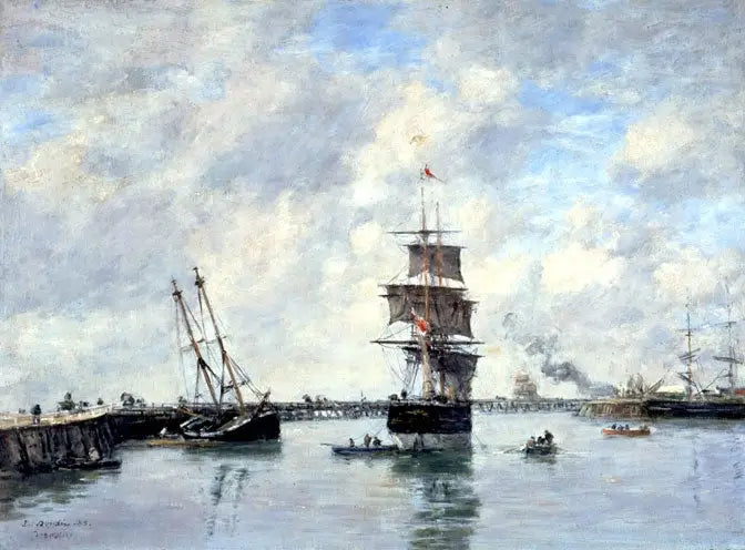 Trouville, molo, wysoka woda - Eugène Boudin