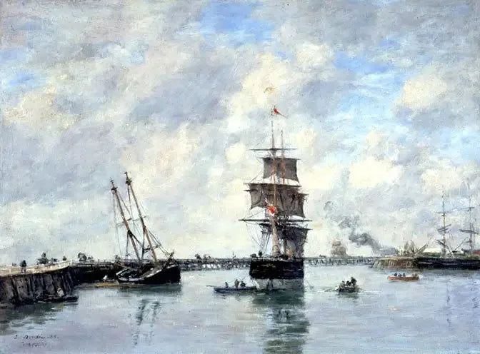 Trouville, molo, wysoka woda - Eugène Boudin