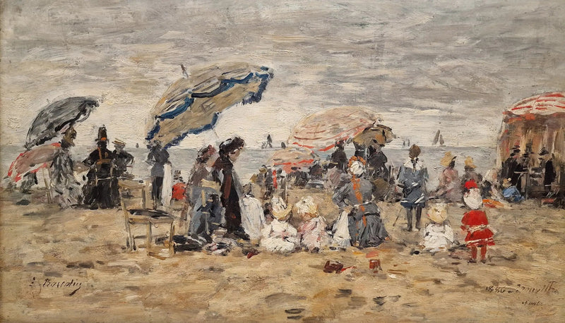 Trouville. Parasolki na plaży - Eugène Boudin