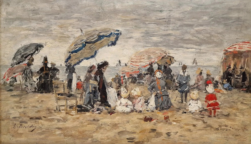 Trouville. Parasolki na plaży - Eugène Boudin